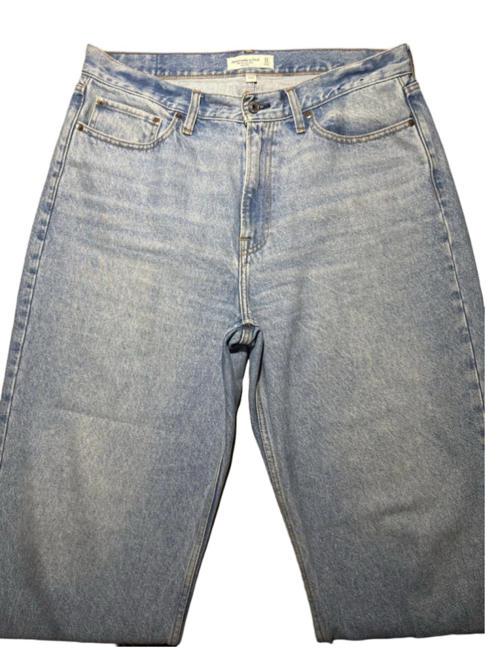 Abercrombie & Fitch 90 Relaxed Jeans 30 Curve Love High Rise Light Wash Wide Leg - Picture 5 of 6